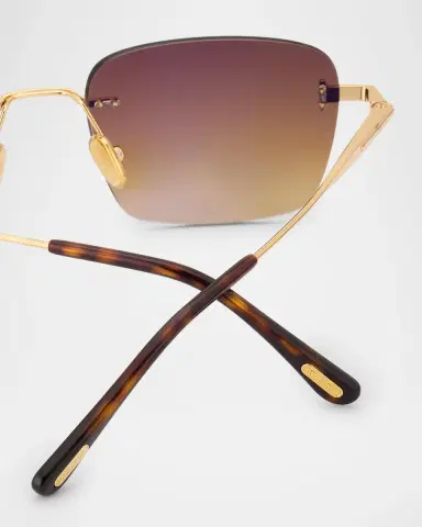 Tom Ford Men's Jake Rimless Rectangular Metal Sunglasses | Thumbnail 4