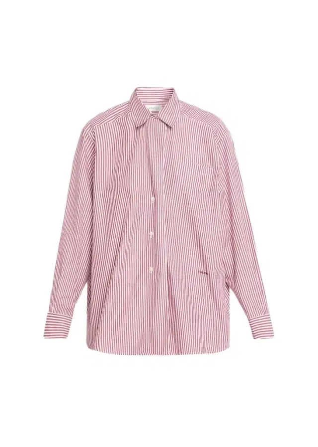 House of Dagmar Asymmetric Striped Cotton Poplin Shirt