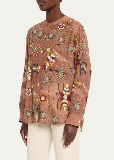 Kartik Research Embroidered Silk Shirt | Thumbnail 4 Kartik Research Embroidered Silk Shirt | Thumbnail 4