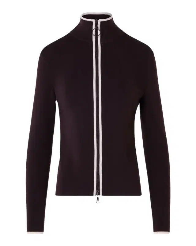 Akris punto Merino Wool Knit Zip Cardigan