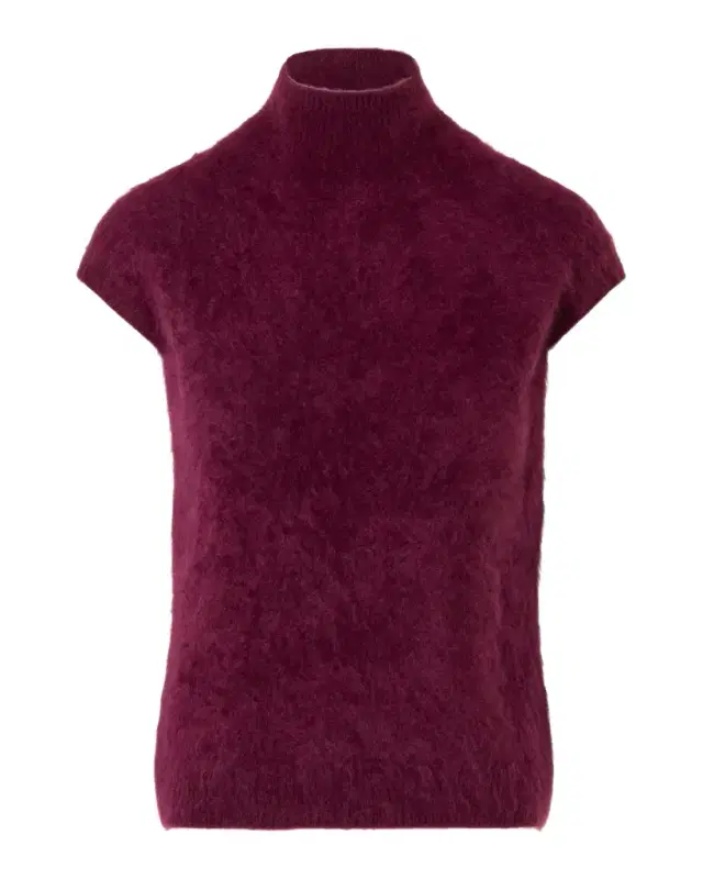 Akris Mock-Neck Cloud Cashmere Cap-Sleeve Sweater