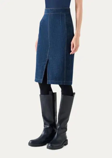Akris punto Pencil Winter Denim Midi Skirt | Thumbnail 4