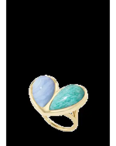 GEMELLA JEWELS Mega Sweetheart 18K Laced Agate and Amazonite Ring | Thumbnail 2