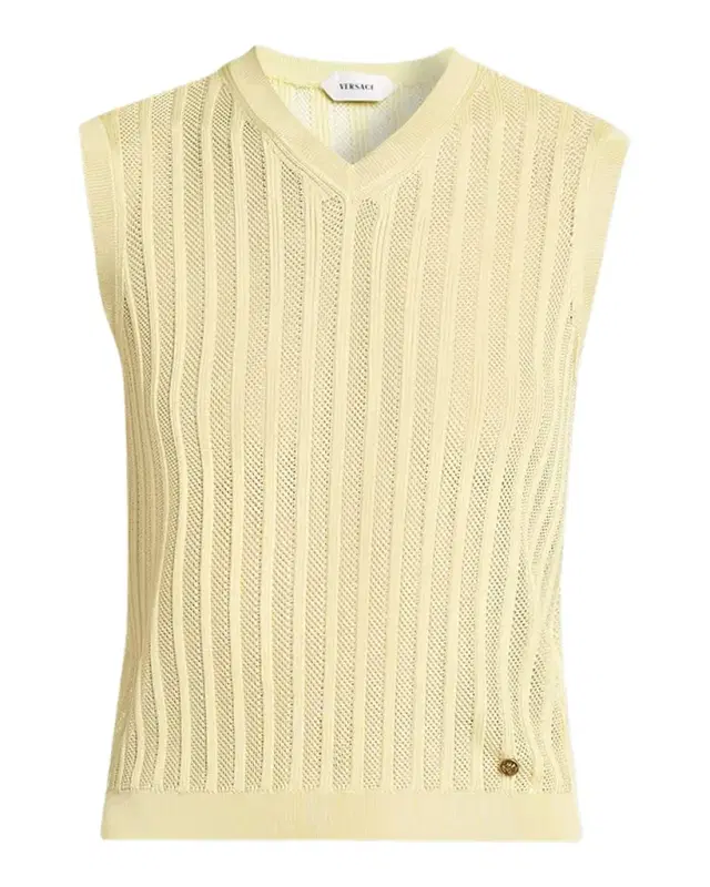 Versace La Vacanza Mesh Rib-Knit Sweater Vest