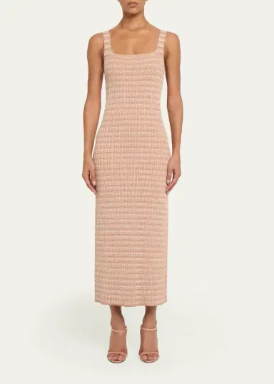 PRABAL GURUNG Square-Neck Striped Rib Knit Midi Tank Dress | Thumbnail 2