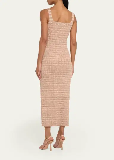 PRABAL GURUNG Square-Neck Striped Rib Knit Midi Tank Dress | Thumbnail 3