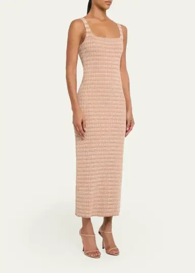 PRABAL GURUNG Square-Neck Striped Rib Knit Midi Tank Dress | Thumbnail 4