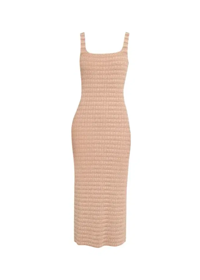 PRABAL GURUNG Square-Neck Striped Rib Knit Midi Tank Dress