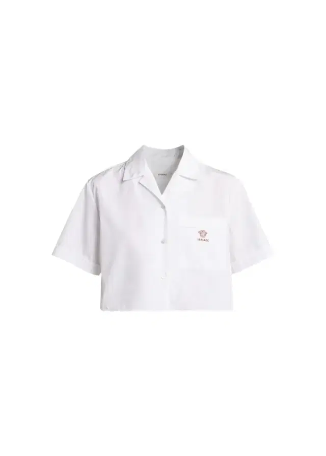 Versace Embroidered Pocket Cropped Poplin Shirt
