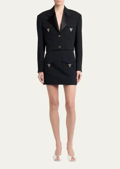 Versace Cropped Informal Wool Jacket | Thumbnail 2