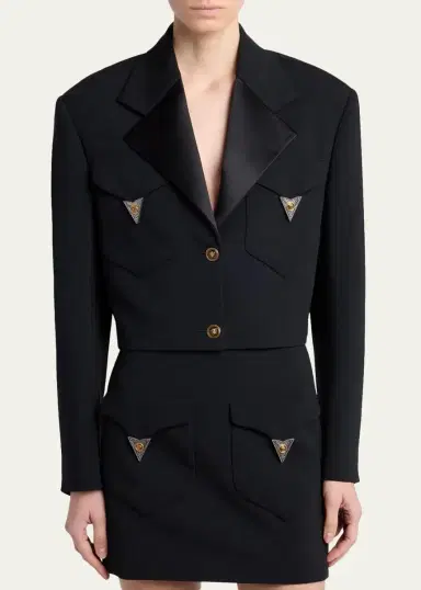 Versace Cropped Informal Wool Jacket | Thumbnail 4