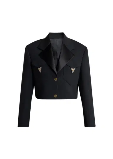 Versace Cropped Informal Wool Jacket | Thumbnail 1