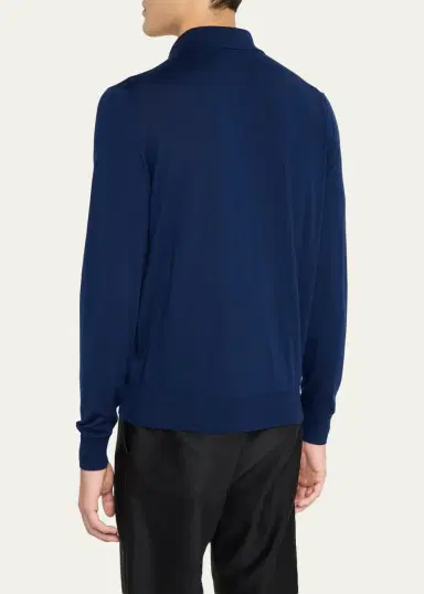 Fioroni Men's Merino Wool Knit Long-Sleeve Polo Shirt | Thumbnail 3 Fioroni Men's Merino Wool Knit Long-Sleeve Polo Shirt | Thumbnail 3