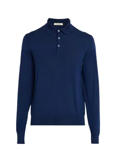 Fioroni Men's Merino Wool Knit Long-Sleeve Polo Shirt | Thumbnail 1 Fioroni Men's Merino Wool Knit Long-Sleeve Polo Shirt | Thumbnail 1