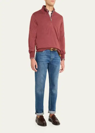 Brunello Cucinelli Men's Cotton-Lyocell Plaid Button-Down Shirt | Thumbnail 2