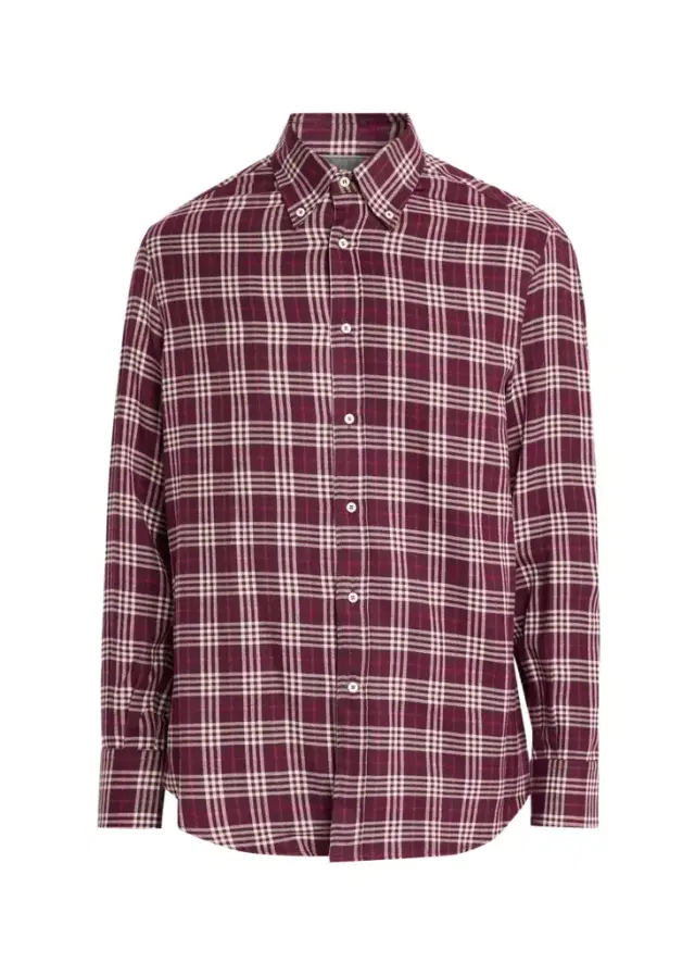 Brunello Cucinelli Men's Cotton-Lyocell Plaid Button-Down Shirt