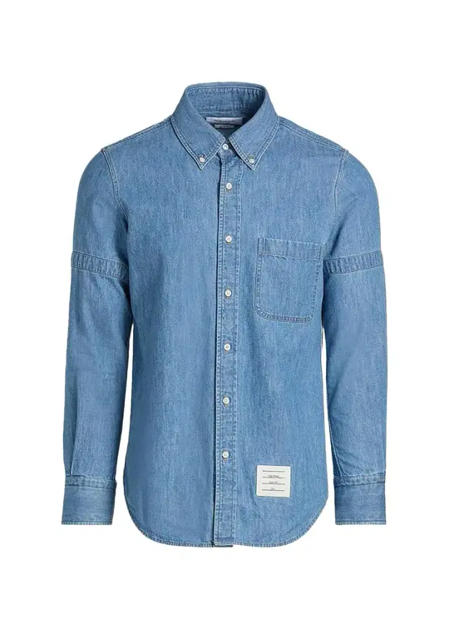 Thom Browne Men's Chambray Nametag Button-Down Shirt