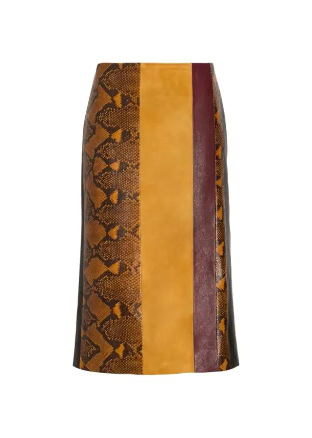 Proenza Schouler Sirine Colorblock Pyhton-Print Leather Skirt