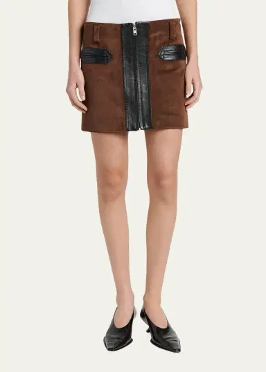 Marni Zip-Front Suede Mini Skirt | Thumbnail 4 Marni Zip-Front Suede Mini Skirt | Thumbnail 4