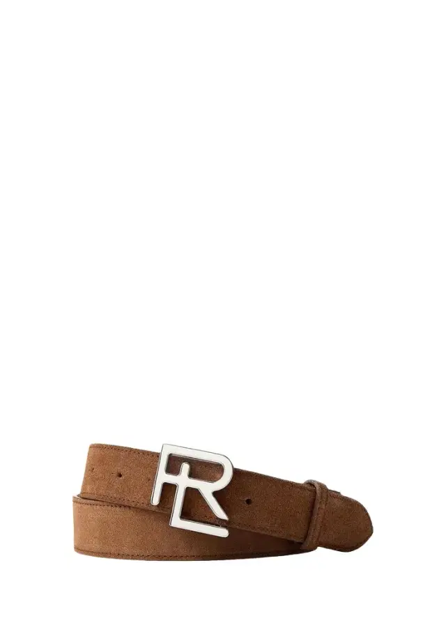 Ralph Lauren Purple Label Men's Stacked R-Buckle Suede Belt