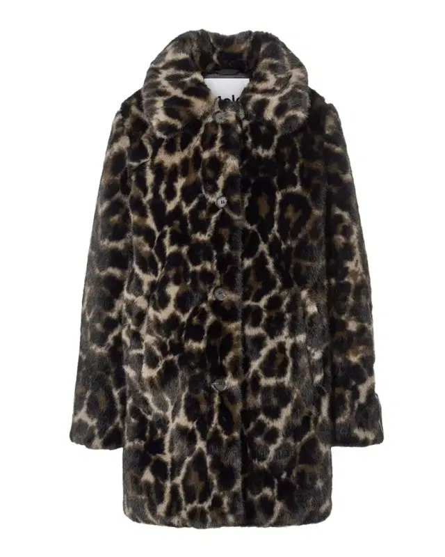 Molo Girl's Hera Leopard Faux Fur Jacket, Size 4-7