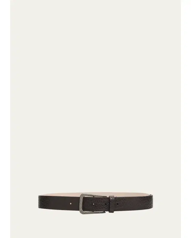 Brunello Cucinelli Lizard-Effect Leather Belt