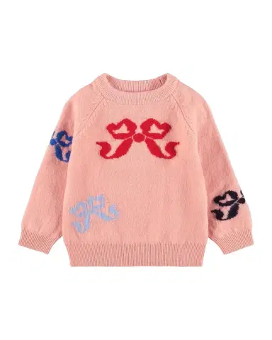 Molo Girl's Gilby Bow Wool Knit Sweater, Size 0M-3 | Thumbnail 1