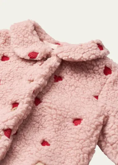 Molo Girl's Ursula Heart-Embroidered Fleece Jacket, Size 3M-3 | Thumbnail 3