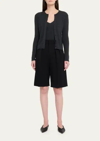Lisa Yang Abeena Cotton-Cashmere Rib Crewneck Cardigan | Thumbnail 2 Lisa Yang Abeena Cotton-Cashmere Rib Crewneck Cardigan | Thumbnail 2