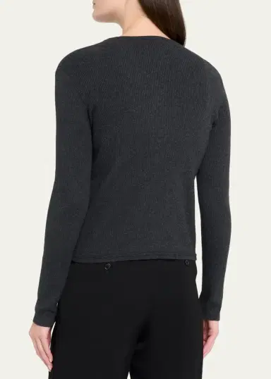 Lisa Yang Abeena Cotton-Cashmere Rib Crewneck Cardigan | Thumbnail 3 Lisa Yang Abeena Cotton-Cashmere Rib Crewneck Cardigan | Thumbnail 3