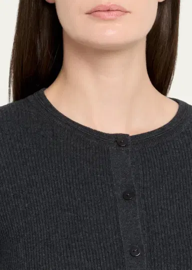 Lisa Yang Abeena Cotton-Cashmere Rib Crewneck Cardigan | Thumbnail 5 Lisa Yang Abeena Cotton-Cashmere Rib Crewneck Cardigan | Thumbnail 5