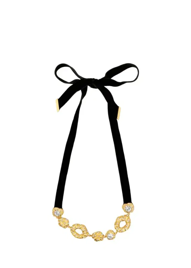 Oscar de la Renta Hammered Stone Velvet Necklace