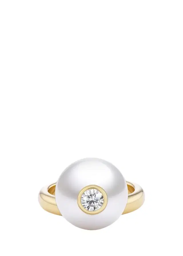 Brent Neale One-of-a-Kind Off-Set Ring with South Sea Pearl and Round Diamond