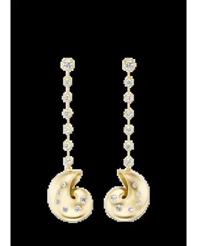 Brent Neale 18K Yellow Gold Nautilus Drop Earrings with Diamonds | Thumbnail 2