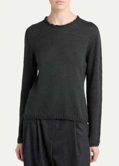 Giorgio Armani Sequin-Trim Silk Knit Sweater | Thumbnail 4 Giorgio Armani Sequin-Trim Silk Knit Sweater | Thumbnail 4