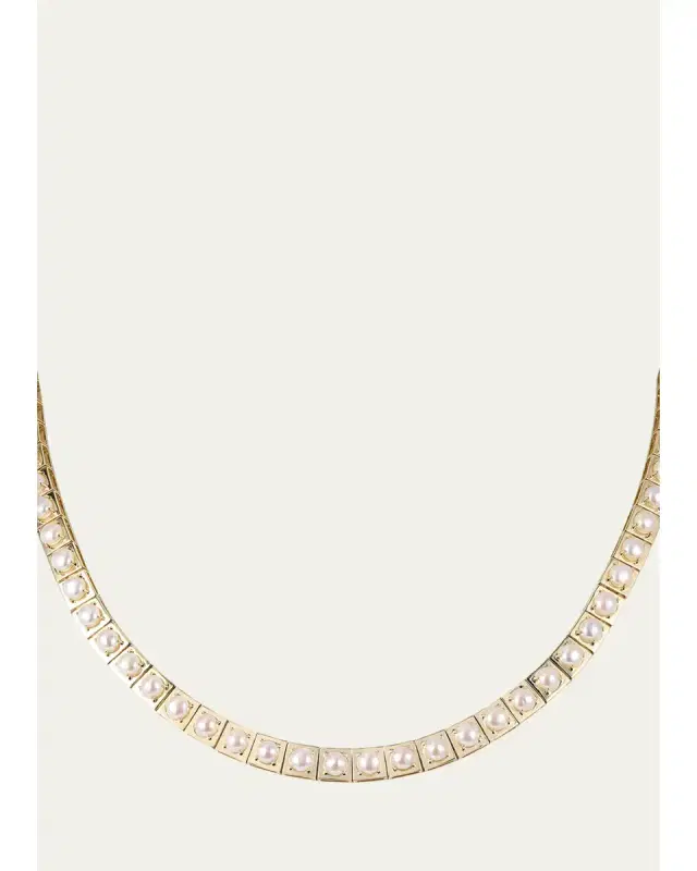Type Jewelry 14K Yellow Gold LEGGO Pearls Necklace, 16"L