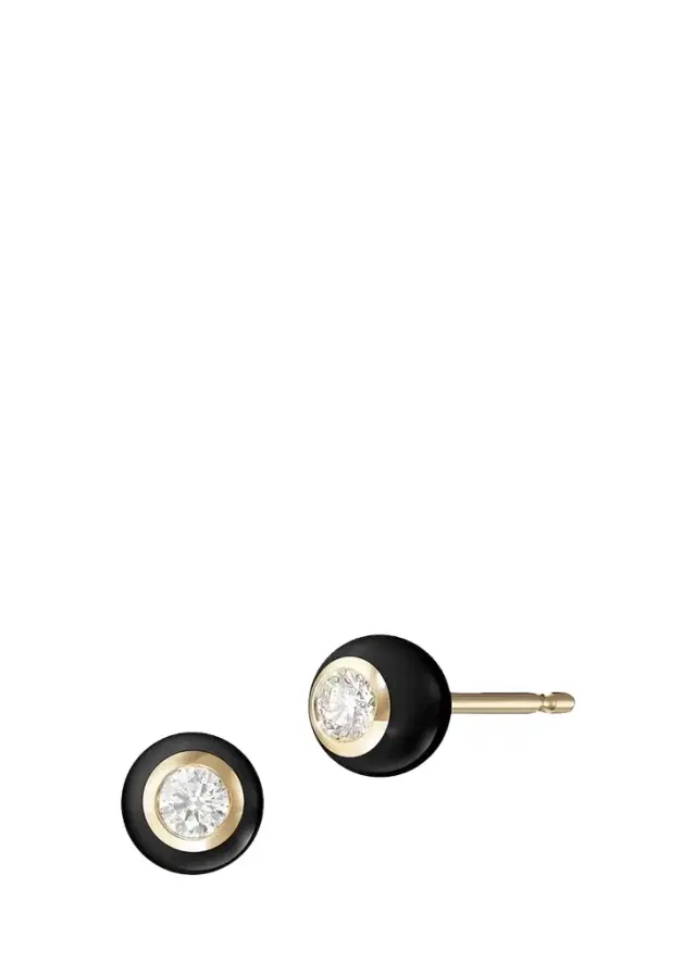 Melissa Kaye Audrey Small 18K Yellow Gold, Enamel & 0.12 TCW Diamond Earrings