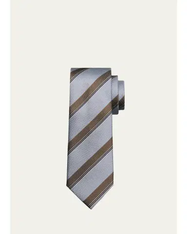 Brioni Men's Stripe Jacquard Silk Tie | Thumbnail 3