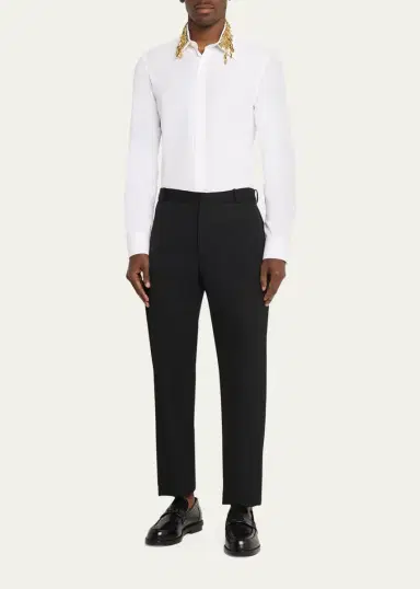 McQueen Men's Metal Leaves and Crystal-Embellished Collar Poplin Dress Shirt | Thumbnail 2 McQueen Men's Metal Leaves and Crystal-Embellished Collar Poplin Dress Shirt | Thumbnail 2