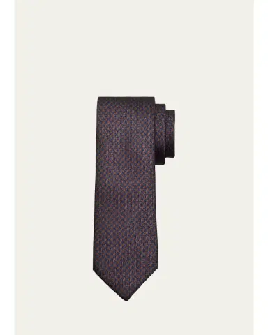 Brioni Men's Silk Houndstooth Silk Tie | Thumbnail 2