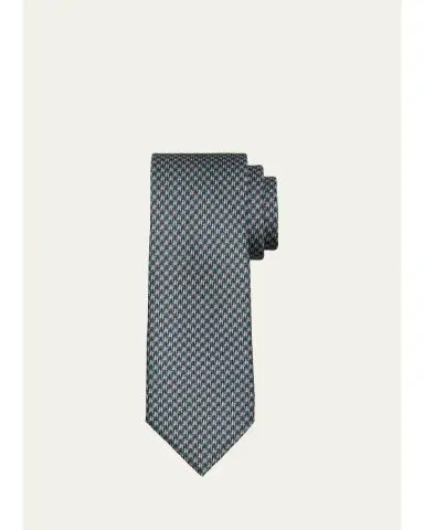 Brioni Men's Silk Houndstooth Silk Tie | Thumbnail 1