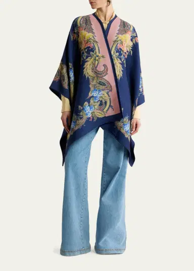 Etro Paisley Wool-Blend Jacquard Cape | Thumbnail 2