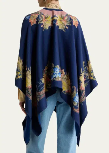 Etro Paisley Wool-Blend Jacquard Cape | Thumbnail 3