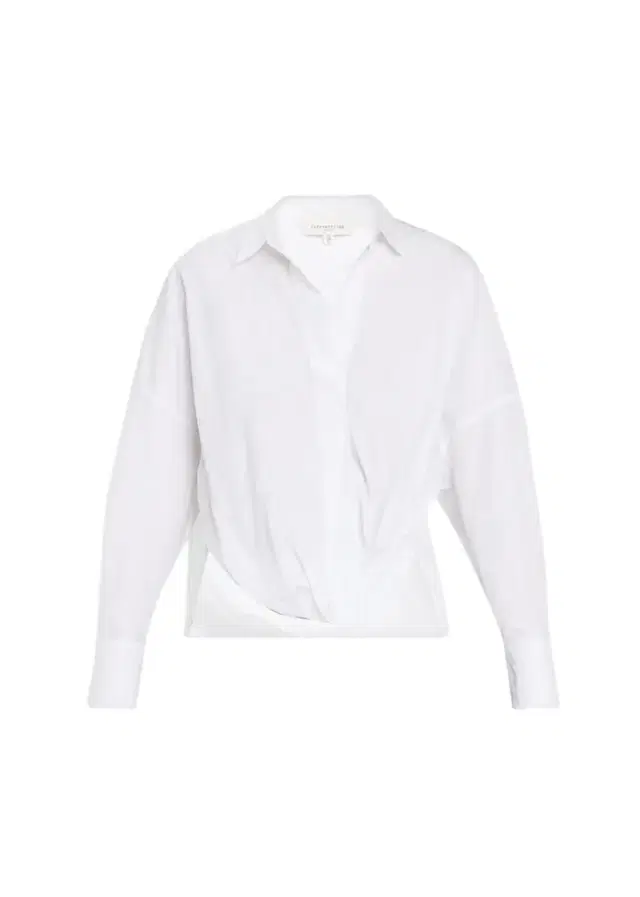 Lafayette 148 New York Oversized Draped Twist-Front Poplin Shirt