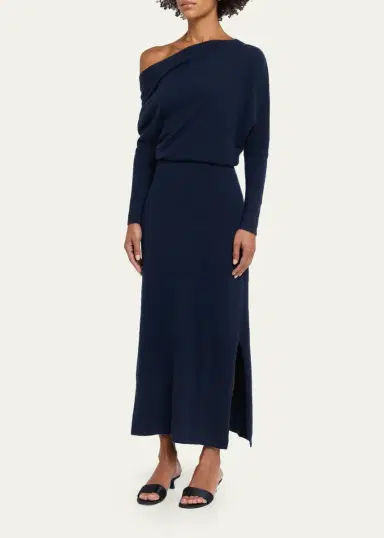 Altuzarra Kasos One-Shoulder Draped Cashmere Midi Dress | Thumbnail 4 Altuzarra Kasos One-Shoulder Draped Cashmere Midi Dress | Thumbnail 4