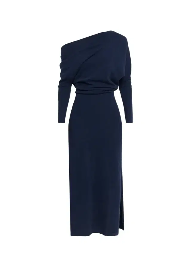 Kasos One-Shoulder Draped Cashmere Midi Dress