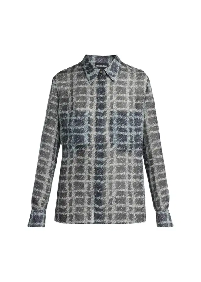 Giorgio Armani Sheer Silk Plaid Button-Front Shirt