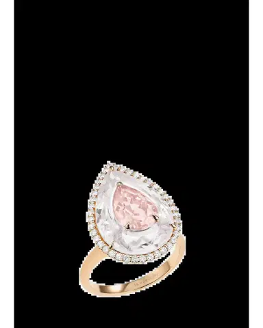 Boghossian 18K Rose Gold Diamond, Morganite, and Rock Crystal Inlay Shine Ring | Thumbnail 2 Boghossian 18K Rose Gold Diamond, Morganite, and Rock Crystal Inlay Shine Ring | Thumbnail 2