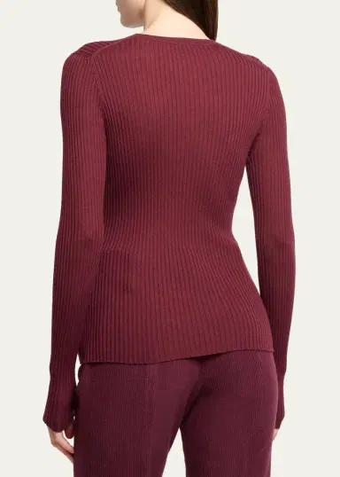 Gabriela Hearst Browning Cashmere-Silk Rib Crewneck Sweater | Thumbnail 3