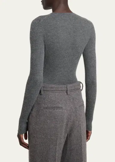 Gabriela Hearst Browning Cashmere-Silk Rib Crewneck Sweater | Thumbnail 8